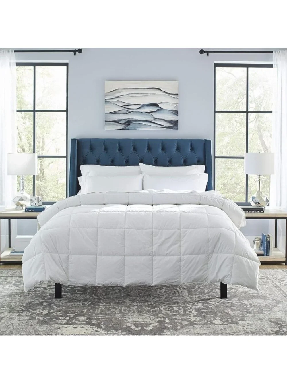 Oversized Down Alternative Comforter - Diamond Quilted, Pearl White, Twin/Twin